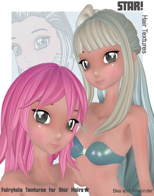 Click here to see preview images for "Fairytale Hair Textures for Star Hairs - Poser Only" Fairytale Hair Textures for Star Hairs - Poser Only