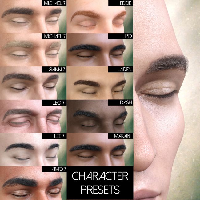 Click here to see preview images for "Oh My Brows Morphing Eyebrows for Genesis 3 Male" Oh My Brows Morphing Eyebrows for Genesis 3 Male
