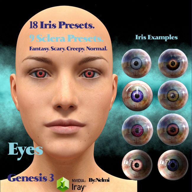 Click here to see preview images for "Genesis 2 and 3 Eyes - Iris and Sclera" Genesis 2 and 3 Eyes - Iris and Sclera
