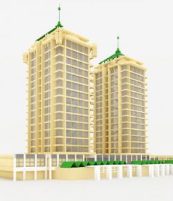 Apartment Building in 3ds and obj format - Extended License