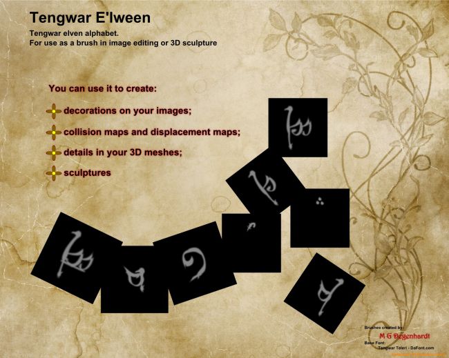 Click here to see preview images for "E'lween Tengwar Runic Alphabet" E'lween Tengwar Runic Alphabet
