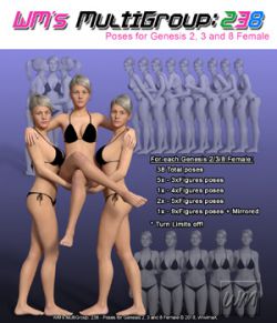 WM's MultiGroup: 238 - Poses for Genesis 2, 3 and 8 Female