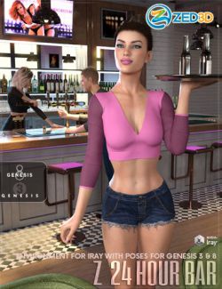 Z 24 Hour Bar- Environment with Poses for Genesis 3 and 8
