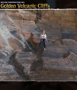 3D Cliff Construction Set: Golden Volcanic Cliffs