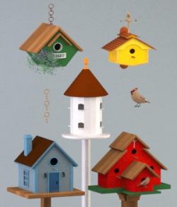 Five Birdhouses- OBJ