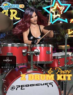 Z Drum Kit and Poses for Genesis 3 and 8