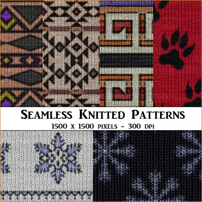 Click here to see preview images for "Seamless Knitted Patterns" Seamless Knitted Patterns