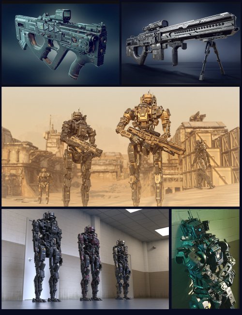 Click here to see preview images for "Cyberpunk MEC Droid and Weapons Bundle" Cyberpunk MEC Droid and Weapons Bundle