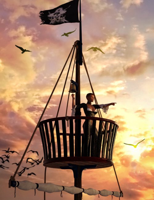 Click here to see preview images for "Swashbuckler Poses Props and Crows Nest for Genesis 8" Swashbuckler Poses Props and Crows Nest for Genesis 8