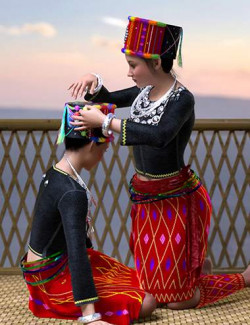dForce Jingpo Outfit for Genesis 8 and 8.1 Females