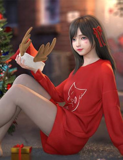 dForce SU Cute Christmas Suit for Genesis 8 and 8.1 Females