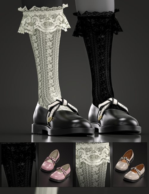 Click here to see preview images for "Rainy Koo Socks and Shoes for Genesis 8 and 8.1 Females" Rainy Koo Socks and Shoes for Genesis 8 and 8.1 Females