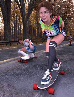 Longboard Hero Poses and Longboard for Genesis 8.1 Female