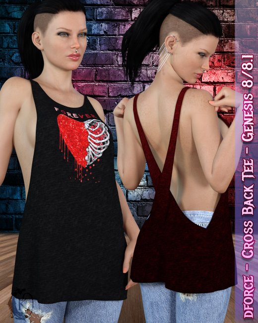 Click here to see preview images for "dforce - Cross Back Tee" dforce - Cross Back Tee