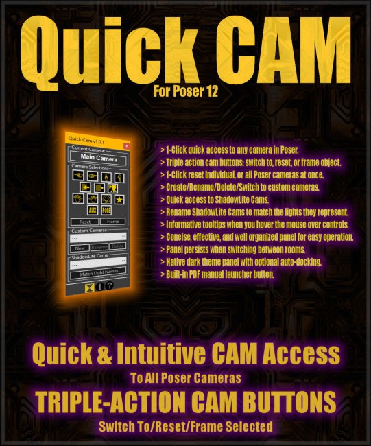 Click here to see preview images for "Quick Cam for Poser 12" Quick Cam for Poser 12