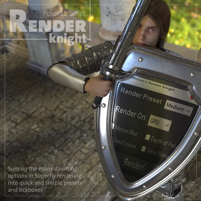 Click here to see preview images for "Render Knight Script for Poser 11" Render Knight Script for Poser 11