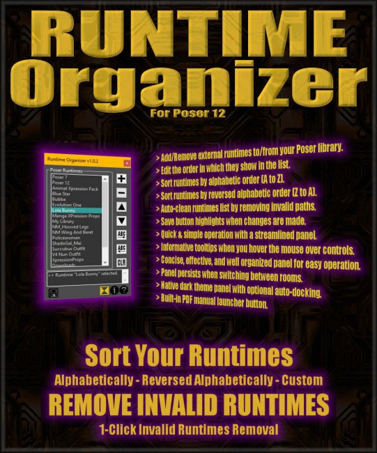 Click here to see preview images for "Runtime Organizer for Poser 12" Runtime Organizer for Poser 12