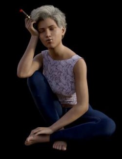 Sitting and Smoking Pose Set Two for Genesis 8