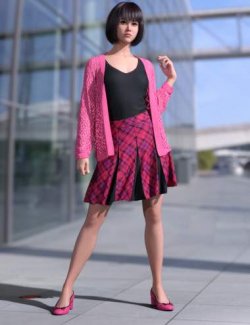 dForce Casual Plaid Outfit for Genesis 9