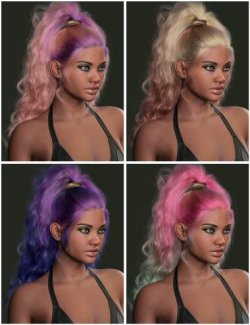 dForce Strand-Based Turbulent Warrior Style Ponytail Hair for Genesis 9