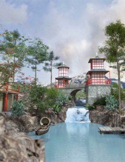 Oriental Waterfalls for Poser