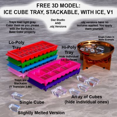 Click here to see preview images for "Ice Cube Tray, Stackable, With Ice, V1" Ice Cube Tray, Stackable, With Ice, V1