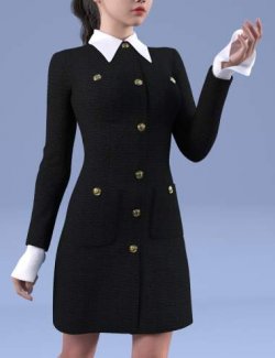 dForce HnC24 Tweed Button Dress Outfits for Genesis 9