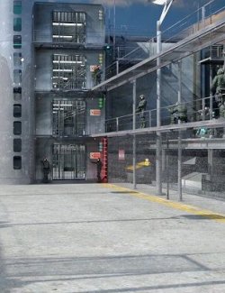 Sci-Fi Prison Plus 8 Posed Guards