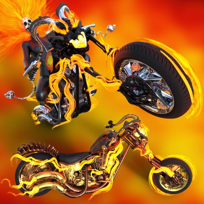Click here to see preview images for "Hell Chopper for Daz Studio" Hell Chopper for Daz Studio