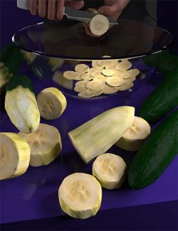 Cutting Cucumbers Props and Poses for Genesis 9