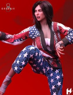 Nation Textures for "Fight like a Girl dForce outfit " Genesis 8 & 8.1 Females