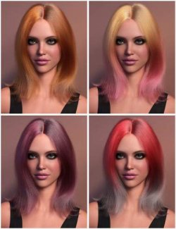dForce Strand-Based Curvy Shoulder Length Hair for Genesis 9 and Genesis 8 Female