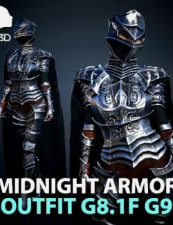 Midnight Armor Outfit for Genesis 8.1F and Genesis 9