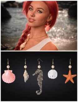 Call of the Sea Earring Collection for Genesis 9 and Genesis 8 Female