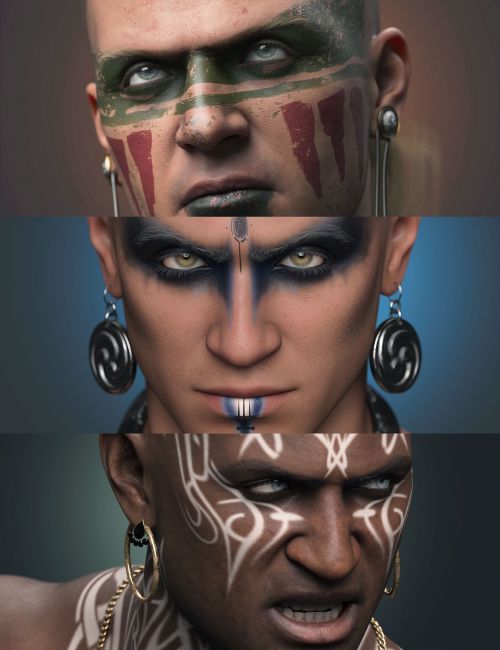 Click here to see preview images for "Savage War Paint LIE Makeup for Genesis 9" Savage War Paint LIE Makeup for Genesis 9