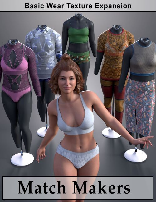 Click here to see preview images for "MatchMakers Genesis 9 Basicwear Texture Expansion" MatchMakers Genesis 9 Basicwear Texture Expansion