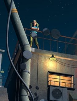 Courtyard with pipes for Poser