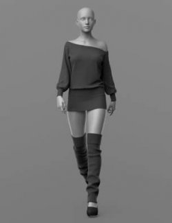 Knitted Dress 2v Knee Socks and Shoes 1v G8 Female