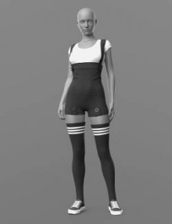 Overall Shirt Stockings Sneakers G8 Female
