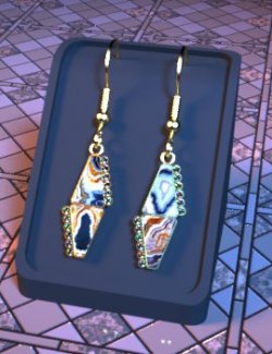 AP Final Frontier Earrings Banded Agate and Diamond