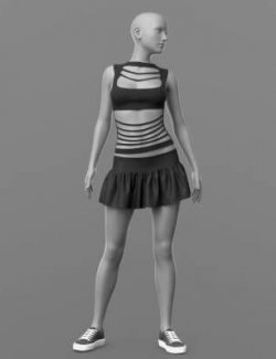 Top Holes Skirt and Sneakers G8 Female