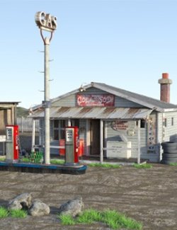 1stB Last Chance Gas Station iRay & 3DL