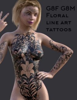 G8F G8M G9 Floral Line Art Tattoos and glitters