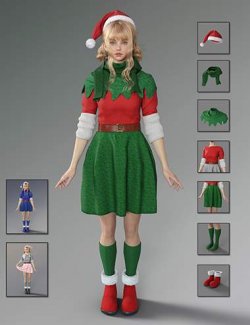 dForce MB Christmas Elf Suit for Genesis 9 Feminine