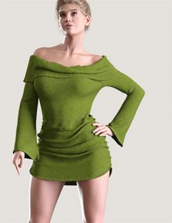 dForce TN Off Shoulder Dress for Genesis 9, 8, and 8.1 Female