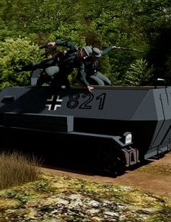 WW2 German SdKfz Half Track with Panzer Grenadiers
