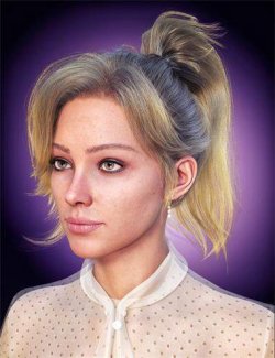 dForce Strand-Based FE Swept Bangs Ponytail Hair for Genesis 9 and 8