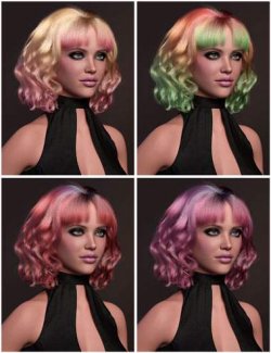 dForce Strand-Based Doll Style Curly Bob Hair for Genesis 9