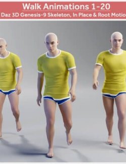 20 Walk Animations for DAZ Genesis 9