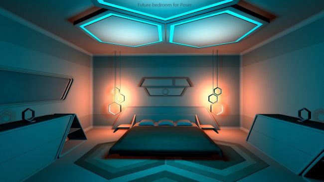 Click here to see preview images for "Future bedroom for Poser" Future bedroom for Poser